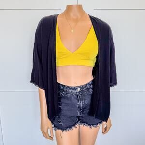 H&M Loves Coachella-Black Kimono-Open Front-3/4 Length Sleeves-Womens Size Small